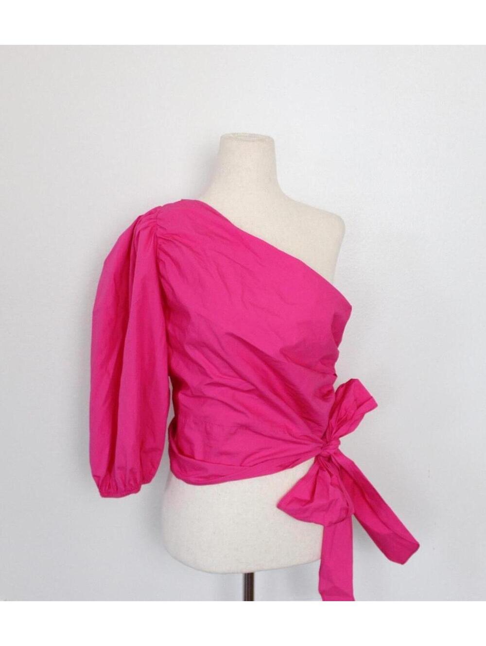 NWT Olivaceous hot pink one shoulder top with tie back detail. Size L